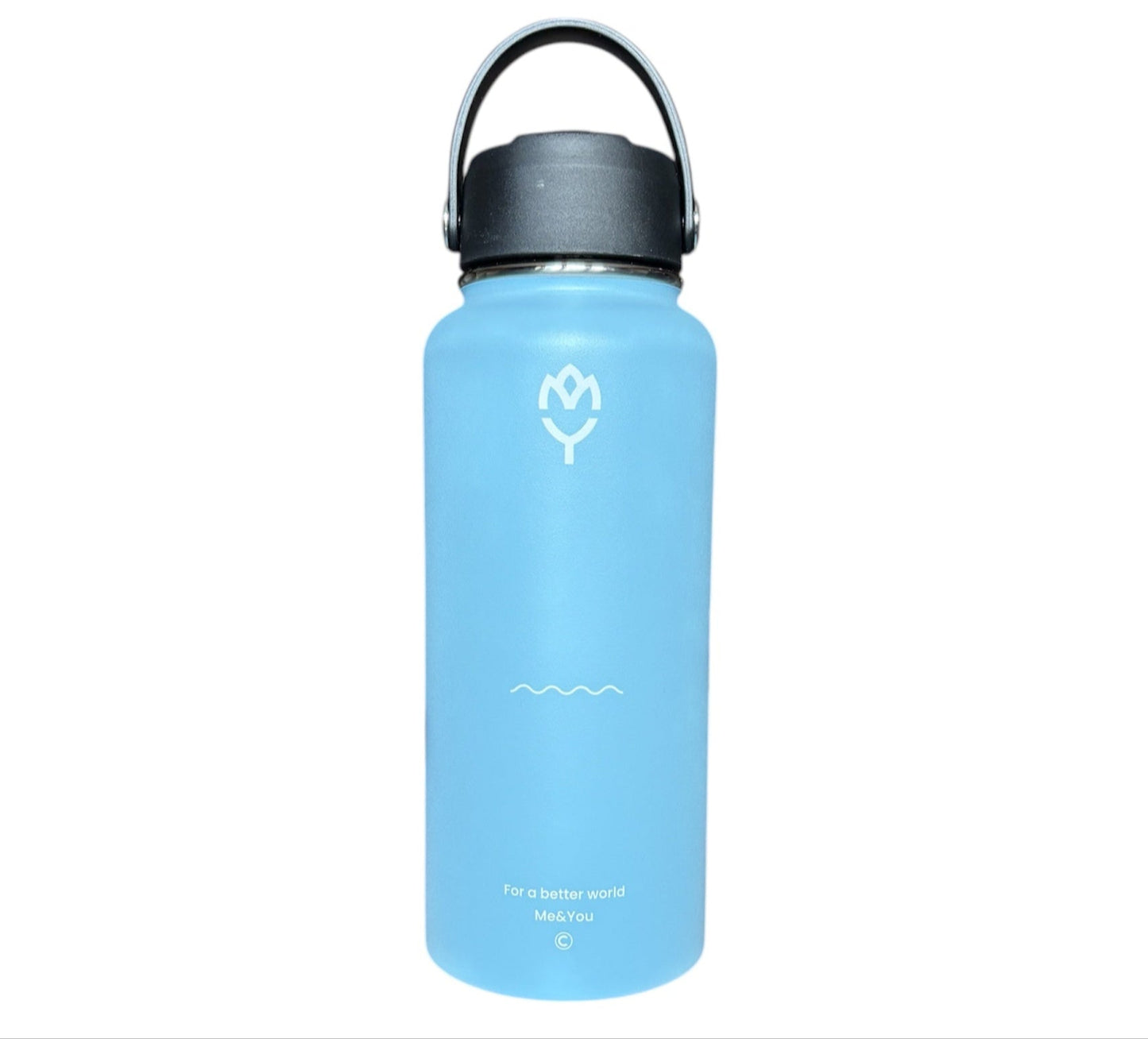 Svetlomodrá termo fľaša Bluo – štýlová ekologická fľaša na udržanie teploty nápojov