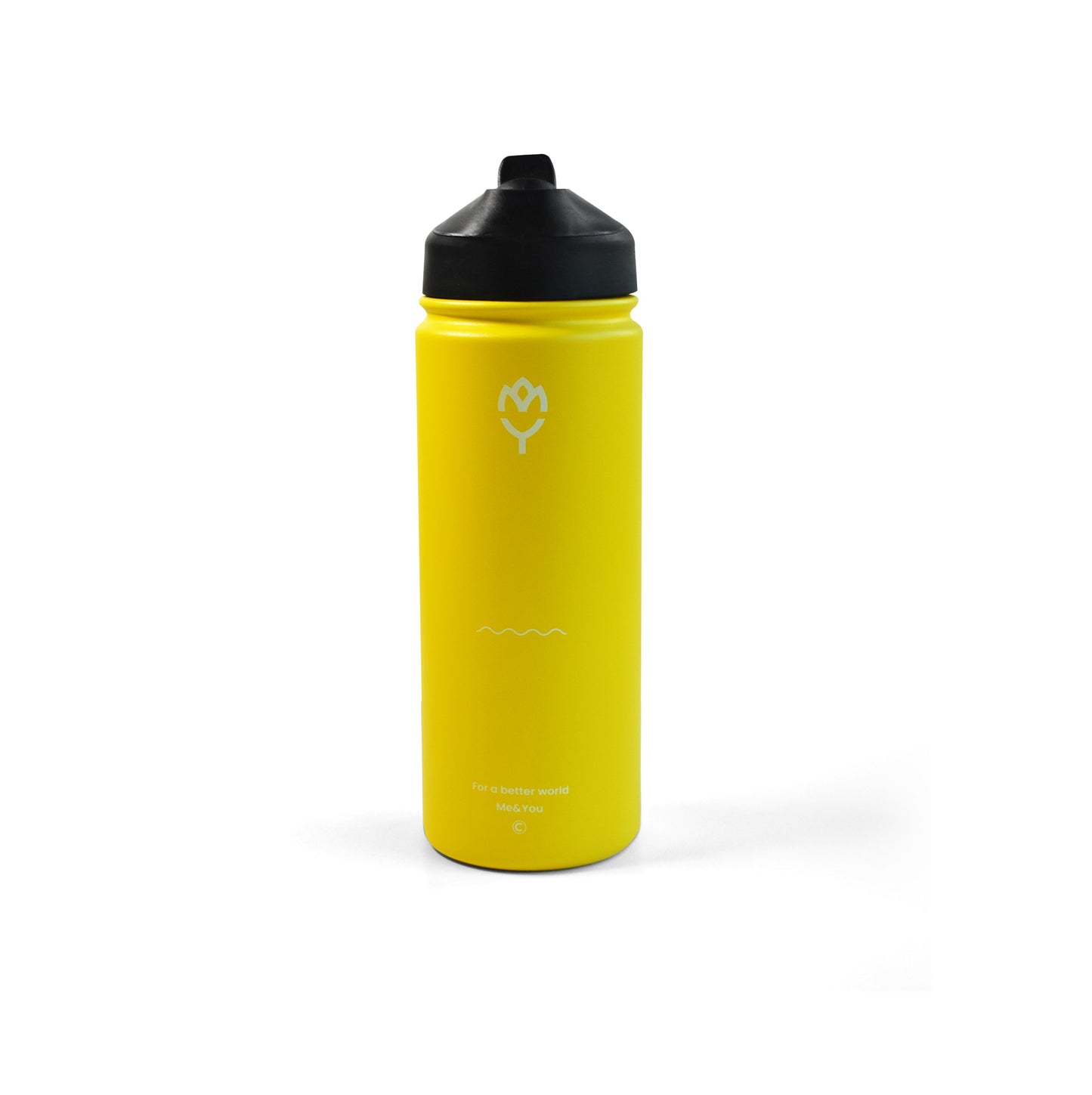 Termoska pre deti 500ml (Slnecnica) na bielom pozadí, so zatvoreným viečkom, zvýraznený dizajn fľaše